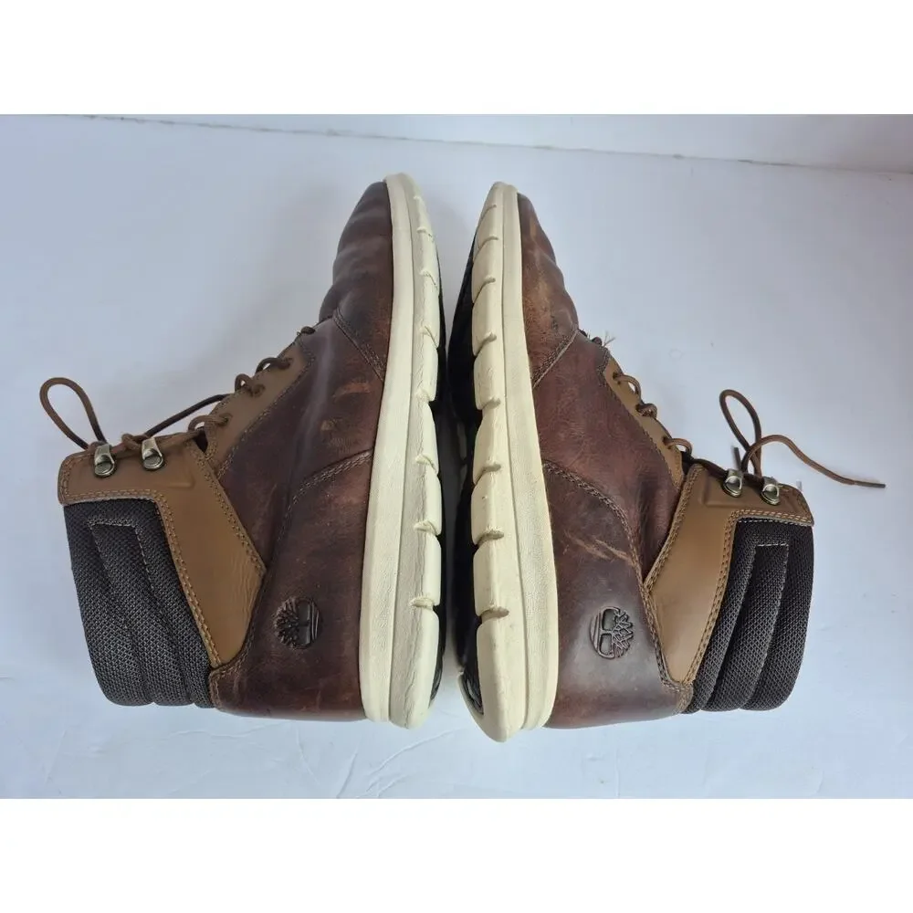 Timberland Graydon Boots Men's 11.5 Brown Leather Lace Up Combat Sneaker Comfort